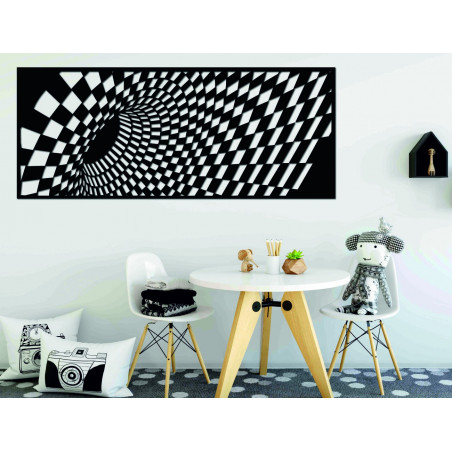 Tasteful picture on a wall of wooden plywood squares