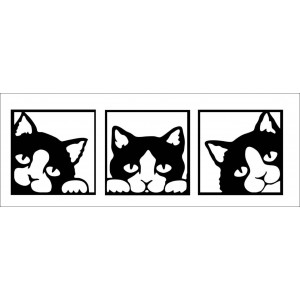 The picture on the wall of a cat made of colored wooden... 2