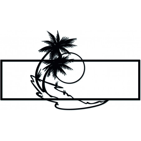 Wooden decorative panel with palm trees and sunset - PALMA