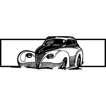 Retro styled wooden car - decorative wall painting - SAMUEL