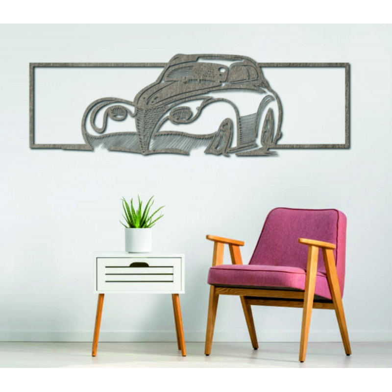 Retro styled wooden car - decorative wall...