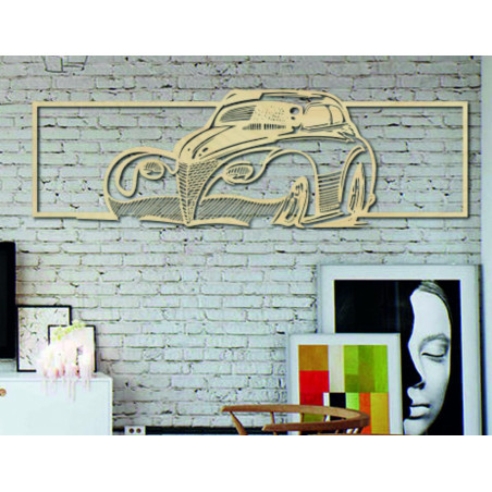 Large wooden wall painting of a car Large wooden wall painting of a car