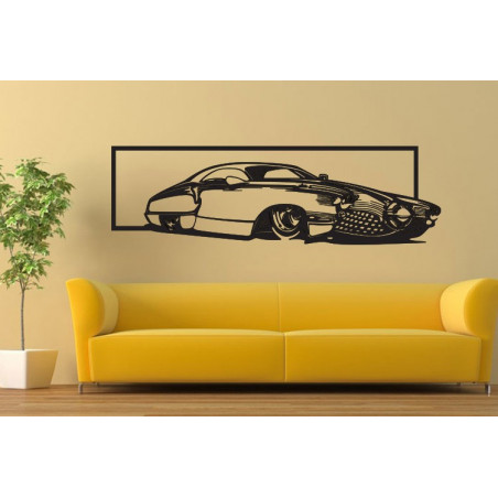 Exclusive picture on the wall of a car made of history plywood