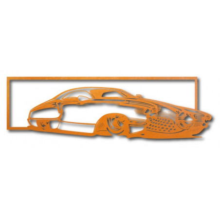 Exclusive picture on the wall of a car made of history plywood