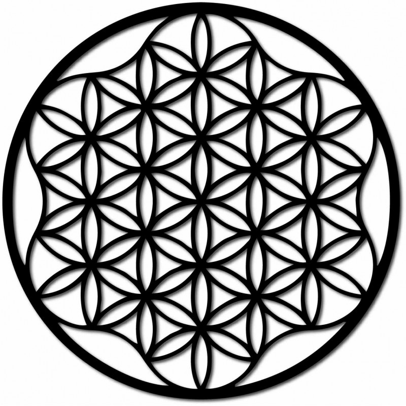 An image of a mandala on a plywood wall up to...