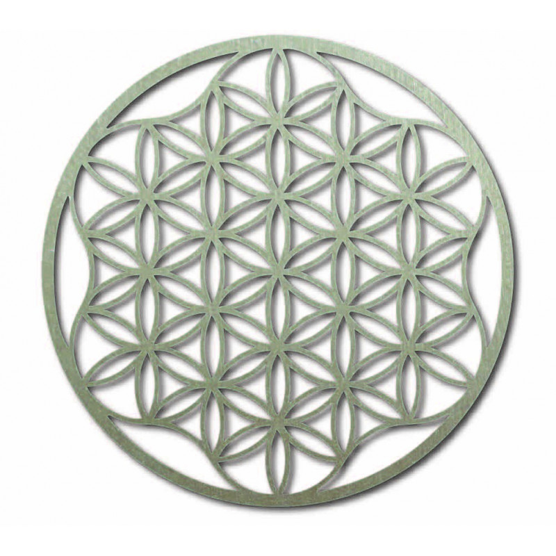 An image of a mandala on a plywood wall up to...