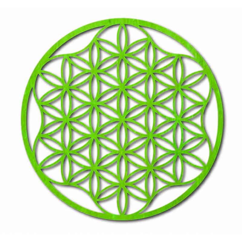 An image of a mandala on a plywood wall up to...